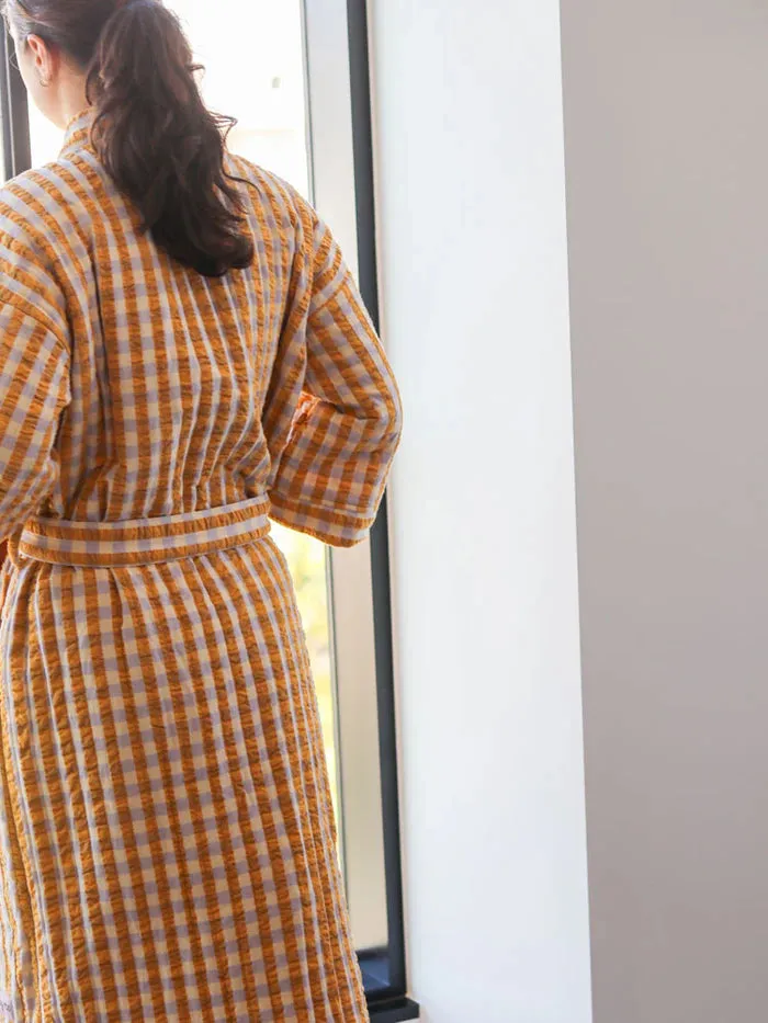 Mosey Me Mango Seersucker Quilted Robe