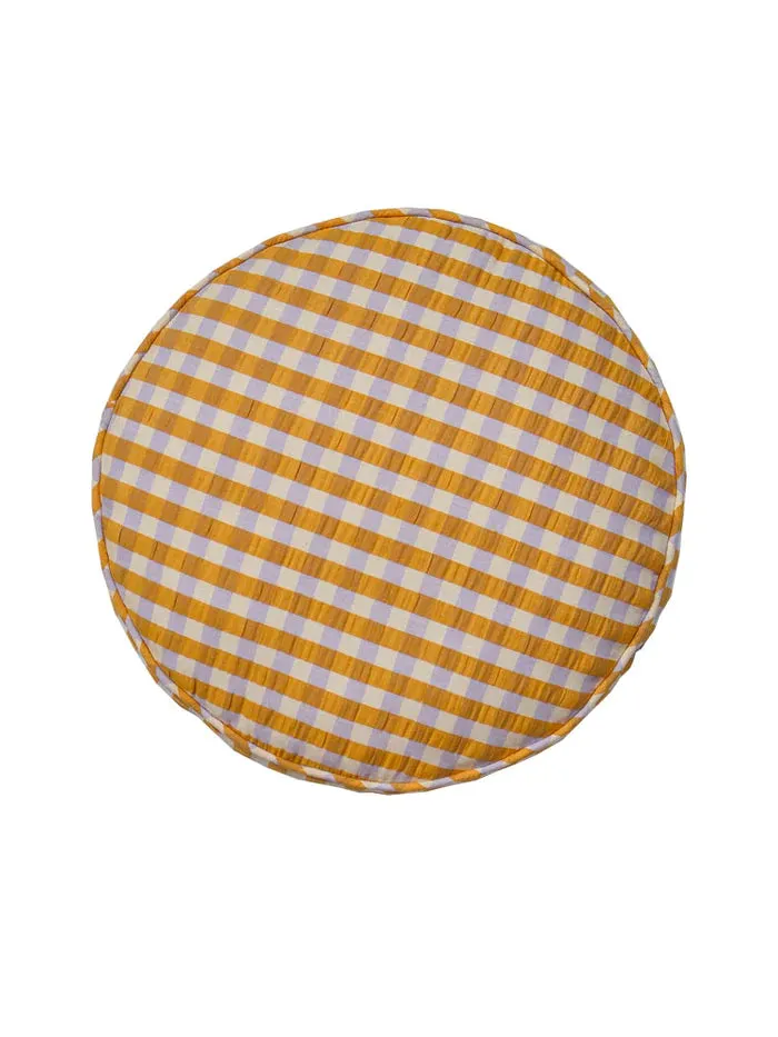 Mosey Me Mango Seersucker Round Cushion