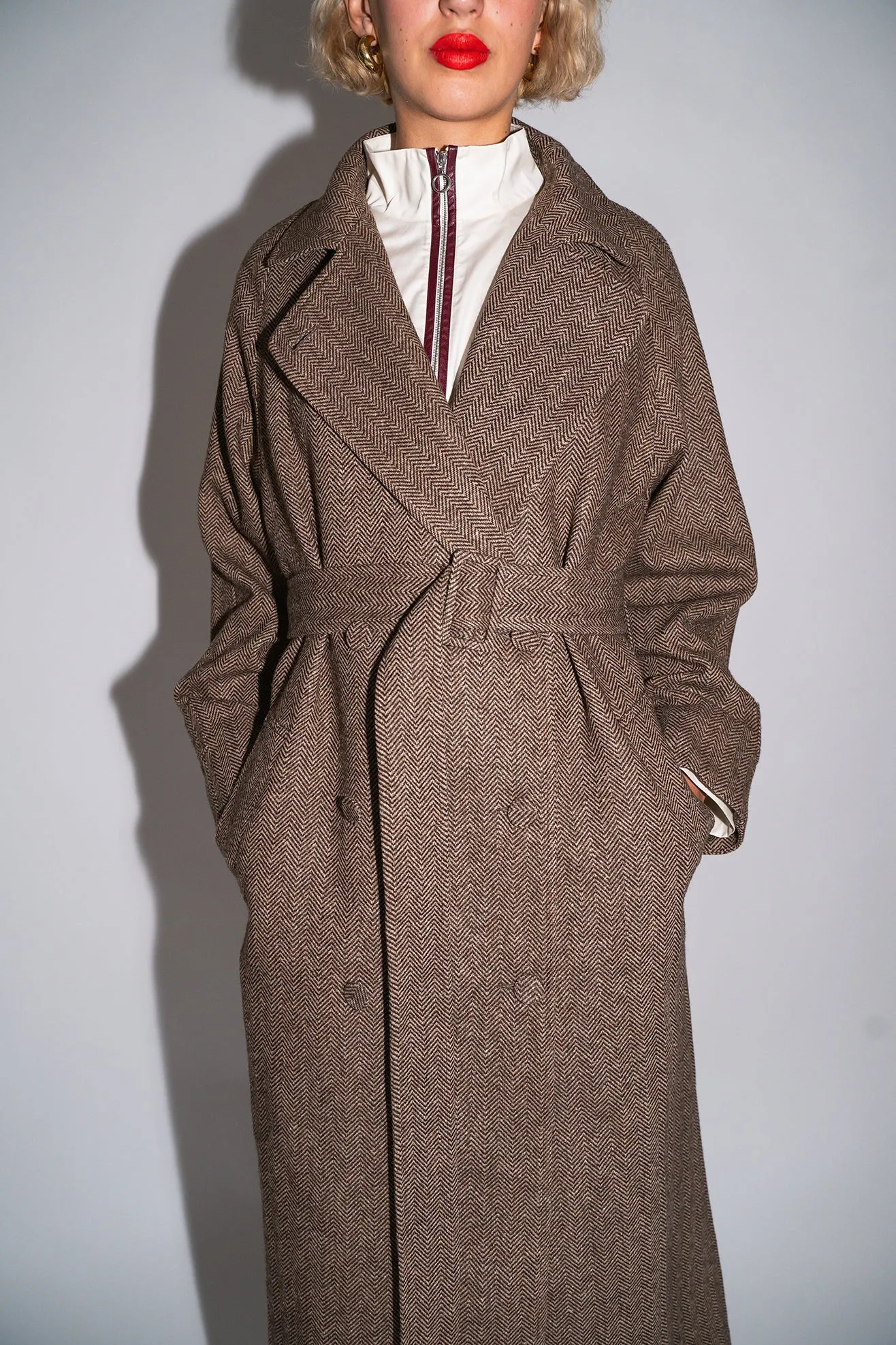 MR. LARKIN, Jane Coat, Brown Herringbone