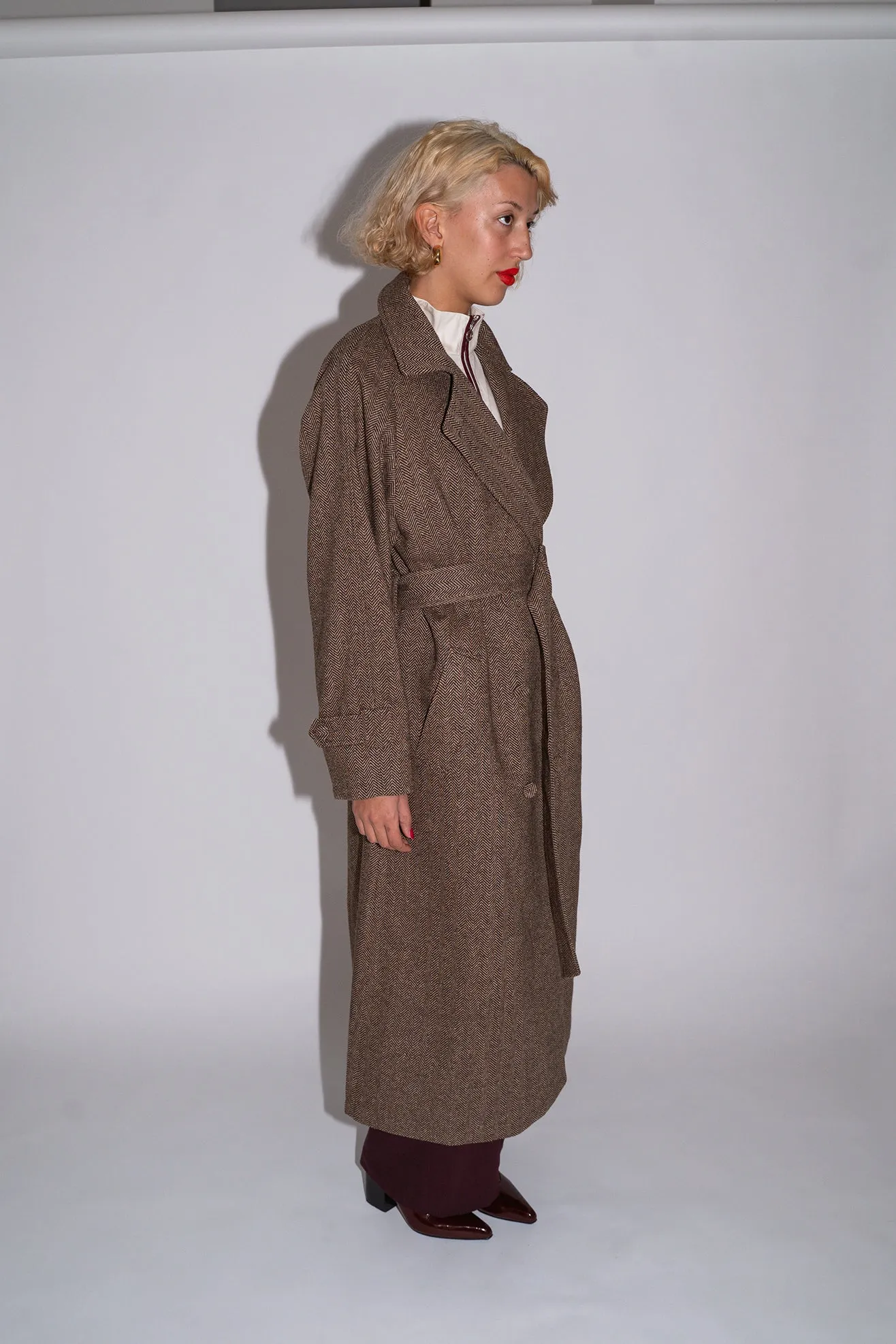 MR. LARKIN, Jane Coat, Brown Herringbone