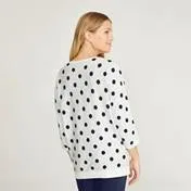 Navy and White Spot Batwing Sweater