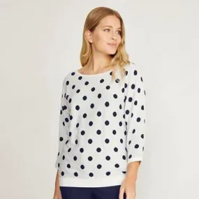 Navy and White Spot Batwing Sweater