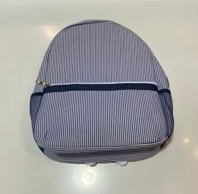 Navy Seersucker Backpack