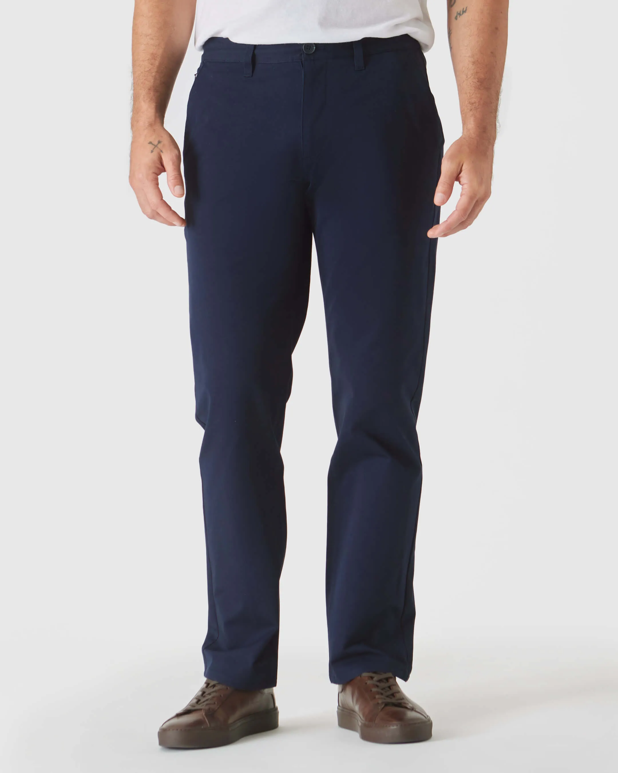 Navy Straight Twill Chino Pant