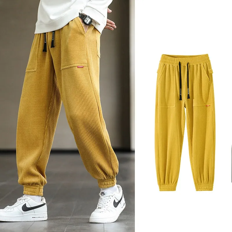 New Autumn Winter Corduroy Sweatpants Men Baggy Joggers Fashion Streetwear Loose Casual Harem Pants Plus SIze 8XL