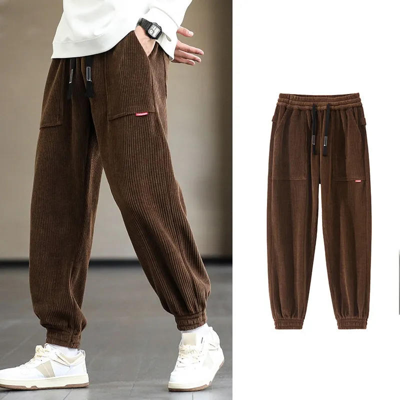 New Autumn Winter Corduroy Sweatpants Men Baggy Joggers Fashion Streetwear Loose Casual Harem Pants Plus SIze 8XL