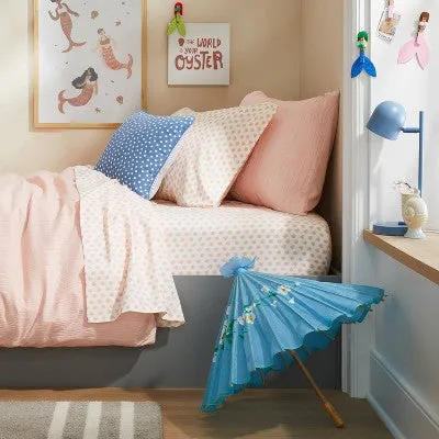 New - Full/Queen Seersucker Kids' Duvet Cover Pink - Pillowfort