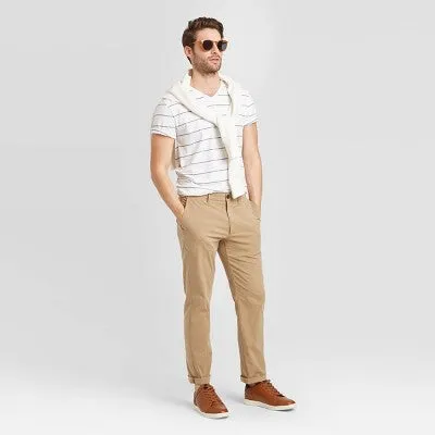 New - Goodfellow & Co Mens Slim Straight Chino Pants Quick Dry Stain Wrinkle Resistant