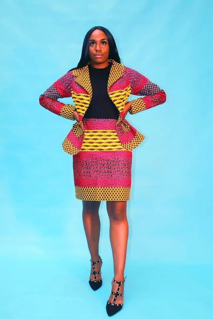 New in Kiki African Ankara Print Jacket and Skirt Set