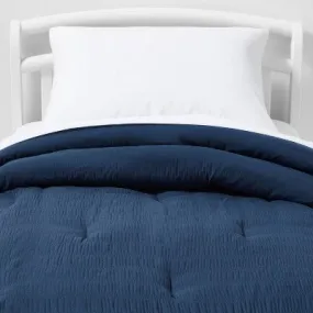 New - Toddler Seersucker Kids' Comforter Navy - Pillowfort