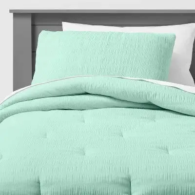 New - Twin Seersucker Comforter Set Mint - Pillowfort