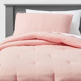 New - Twin Seersucker Comforter Set Pink - Pillowfort