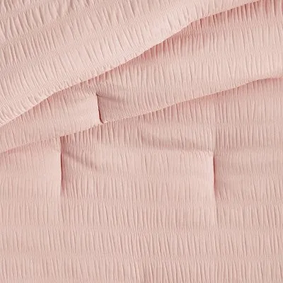 New - Twin Seersucker Comforter Set Pink - Pillowfort