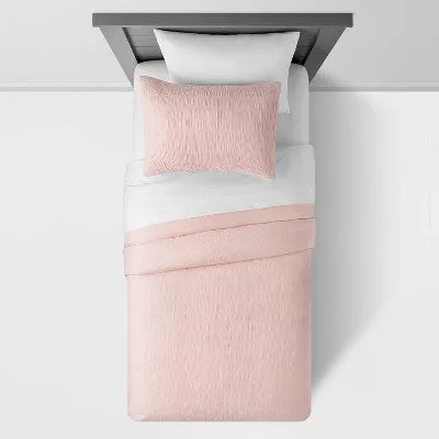 New - Twin Seersucker Kids' Duvet Cover Pink - Pillowfort