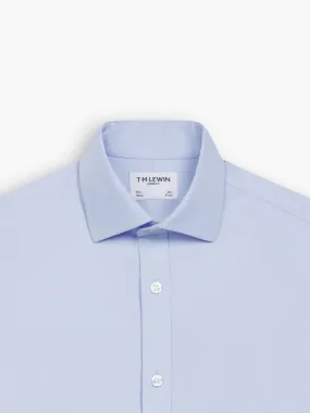 Non-Iron Light Blue Twill Super Fitted Dual Cuff Classic Collar Shirt