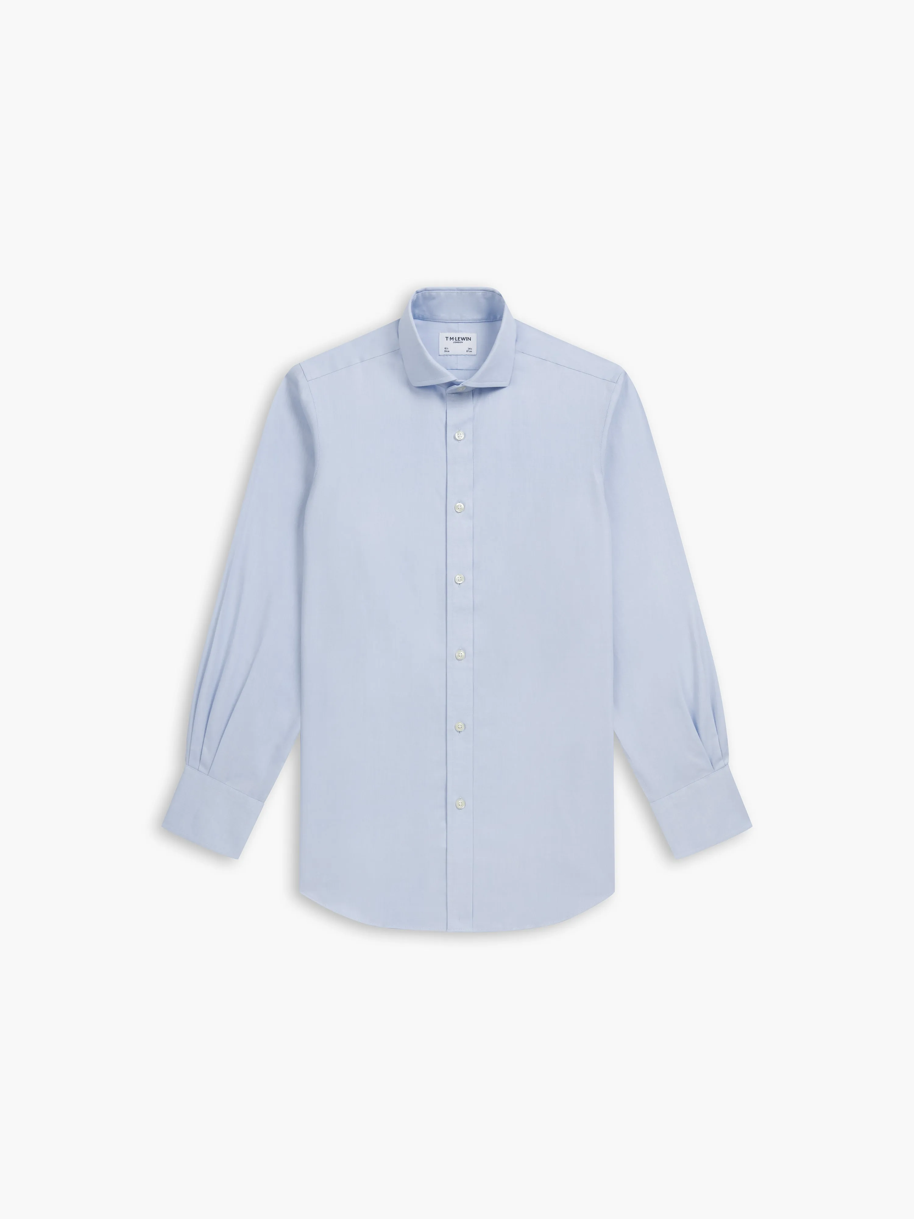 Non-Iron Light Blue Twill Super Fitted Single Cuff Classic Collar Shirt