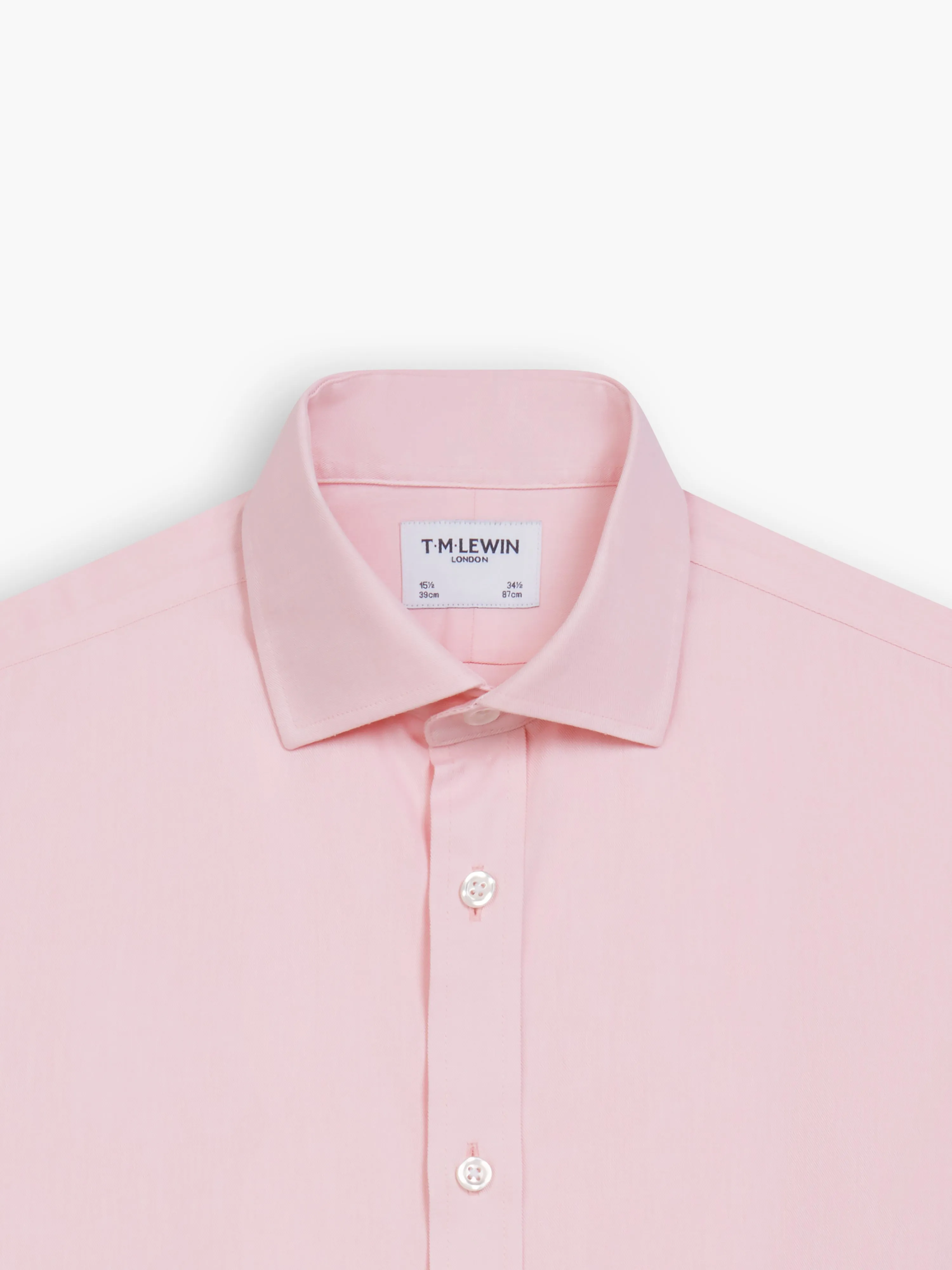 Non-Iron Pink Twill Fitted Double Cuff Classic Collar Shirt