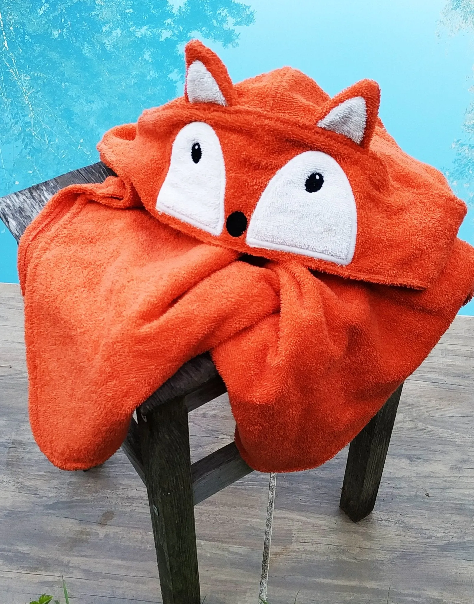 Organic Cotton Bath Poncho - Fox