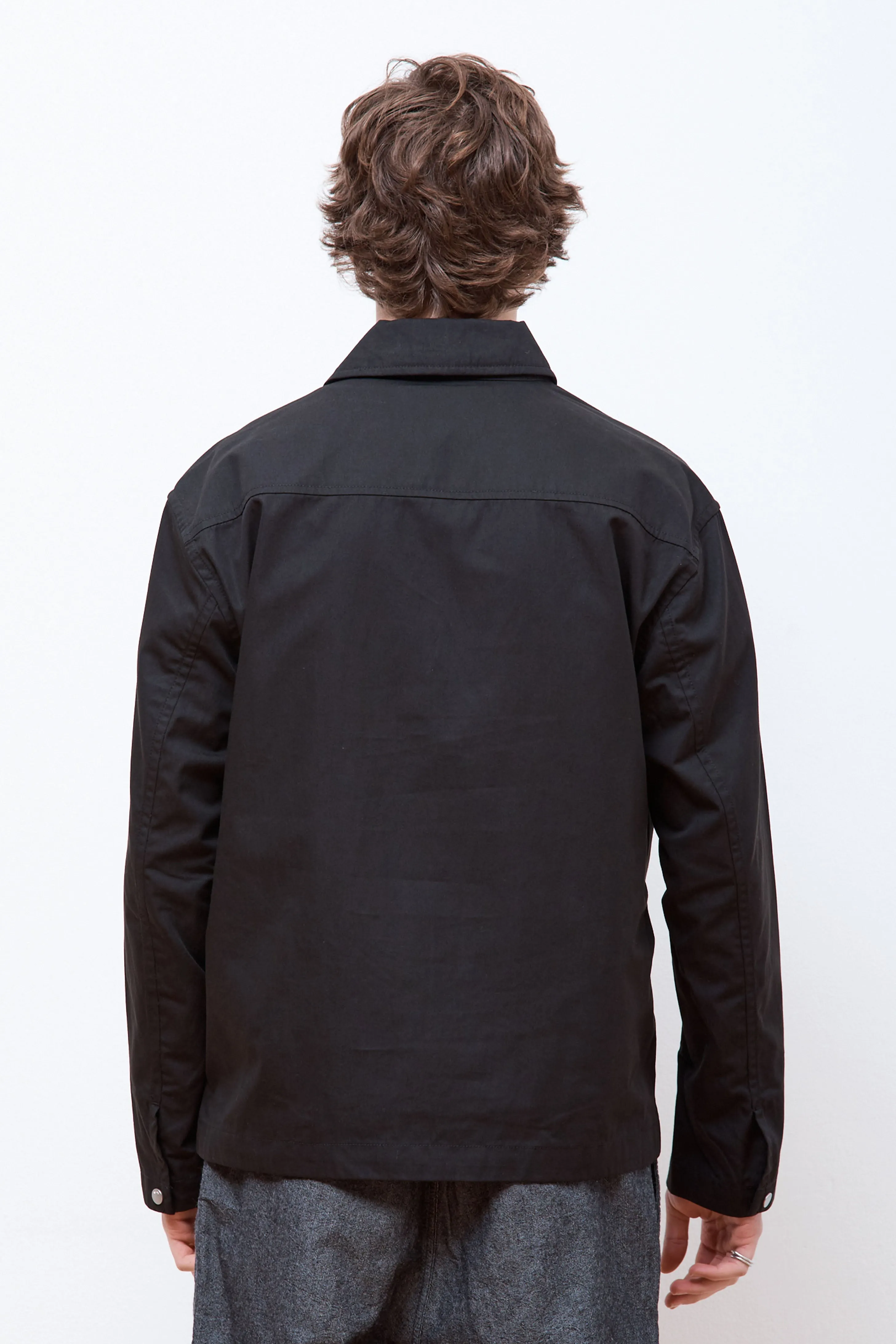 Pelle Fine Broken Twill Overshirt Black