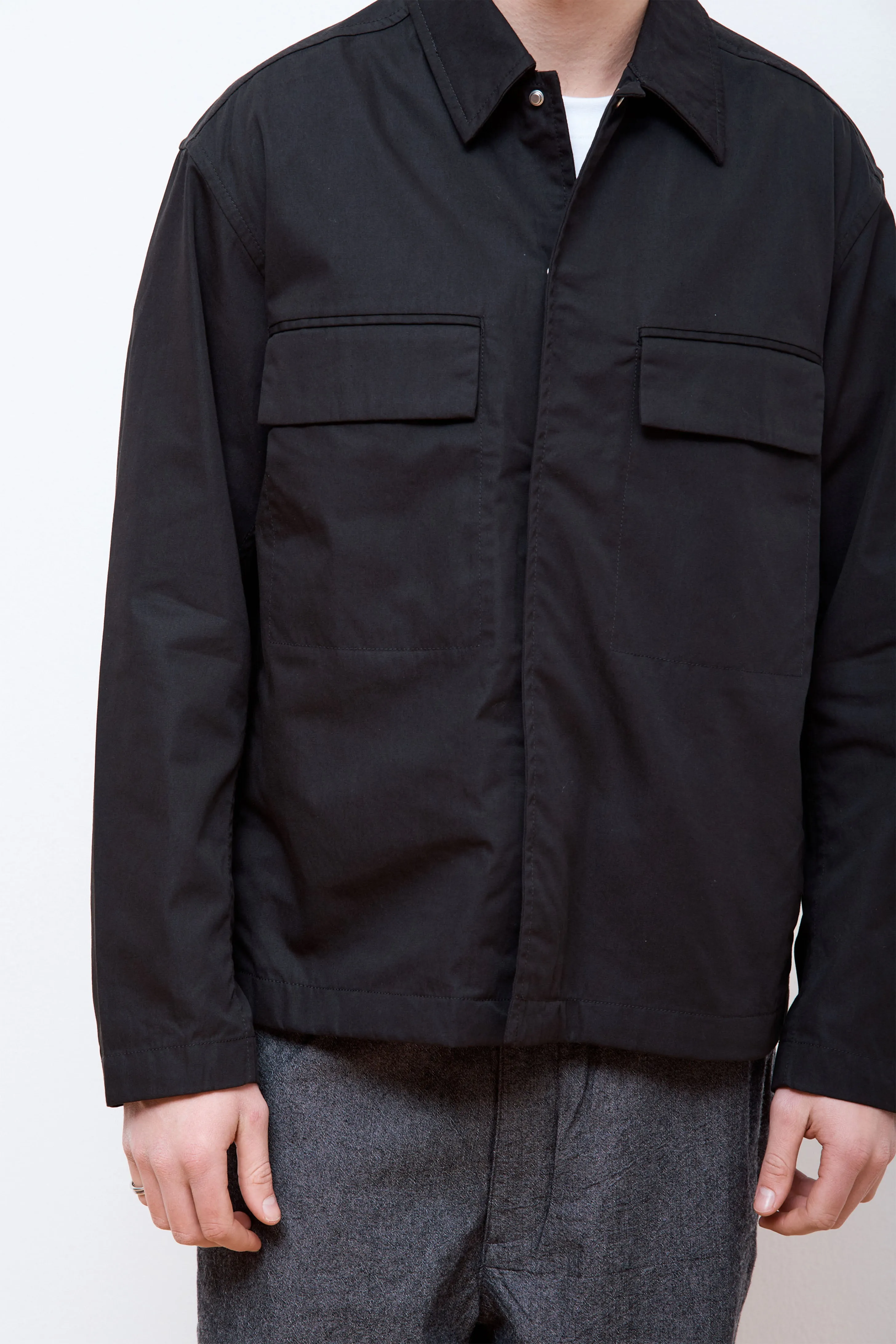 Pelle Fine Broken Twill Overshirt Black