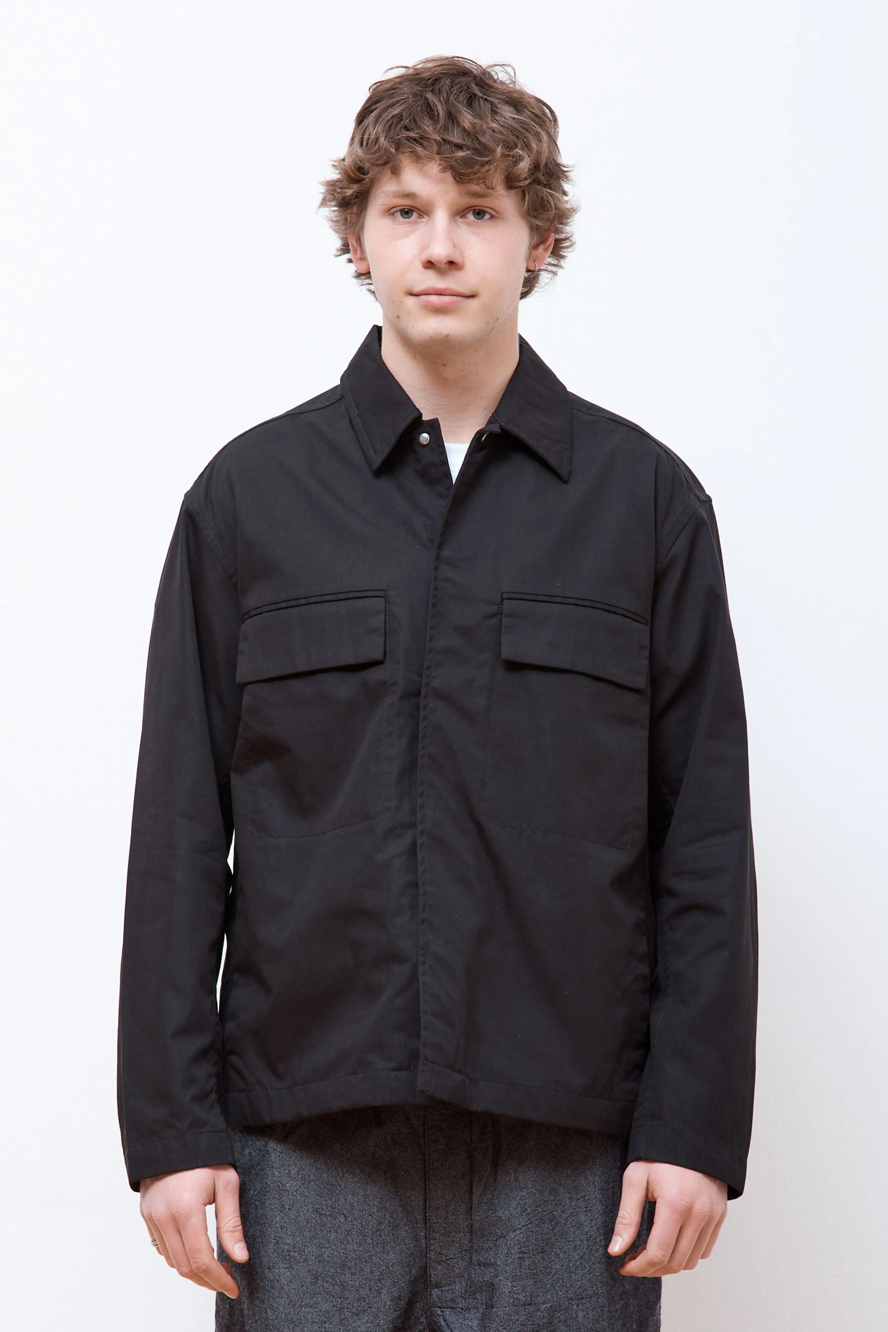 Pelle Fine Broken Twill Overshirt Black