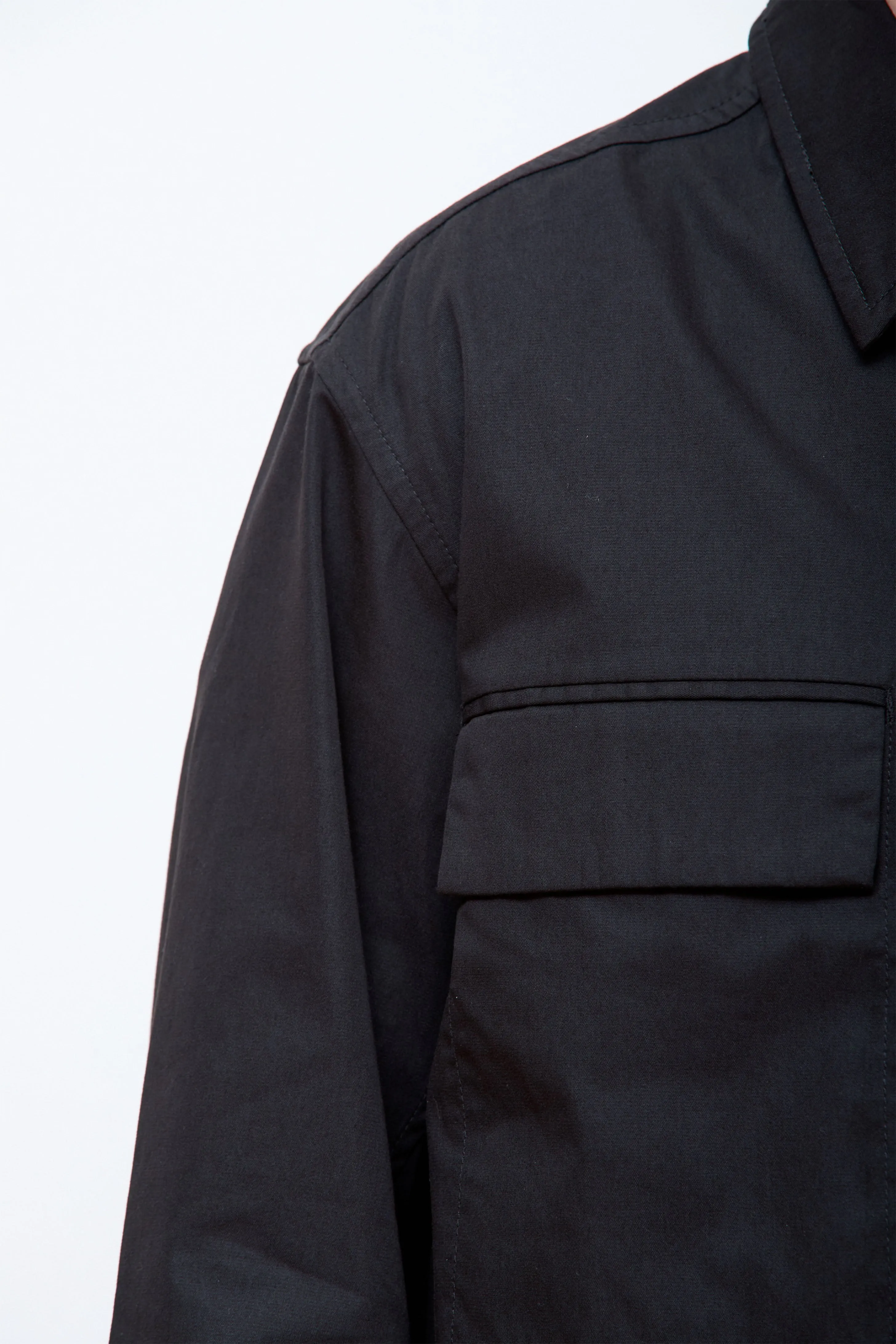 Pelle Fine Broken Twill Overshirt Black