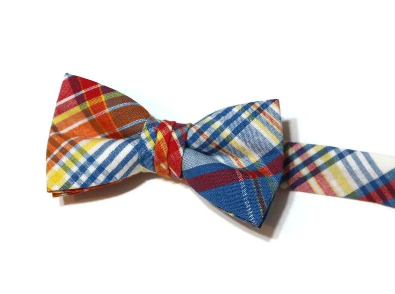 Plaid Seersucker Bow Tie - Boys