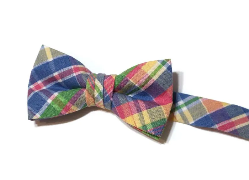 Plaid Seersucker Bow Tie - Boys