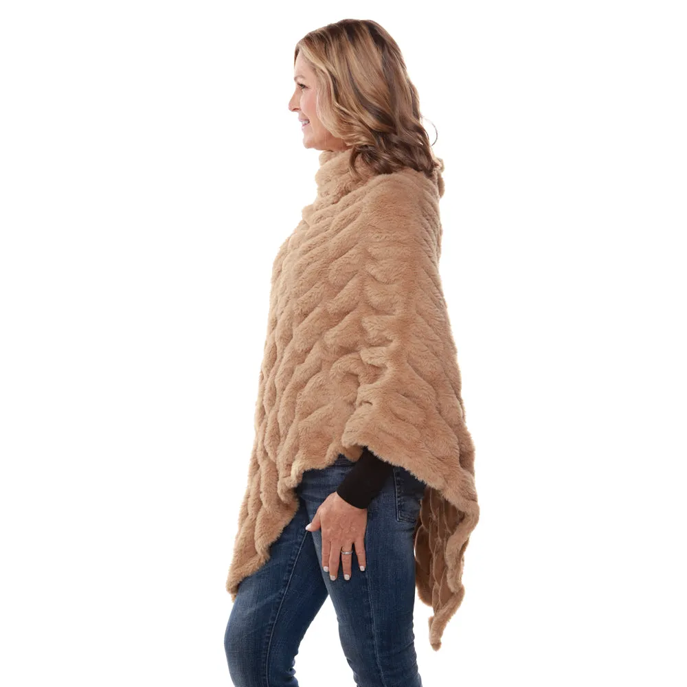 Plush Faux Fur Tan Cozy Coat Poncho