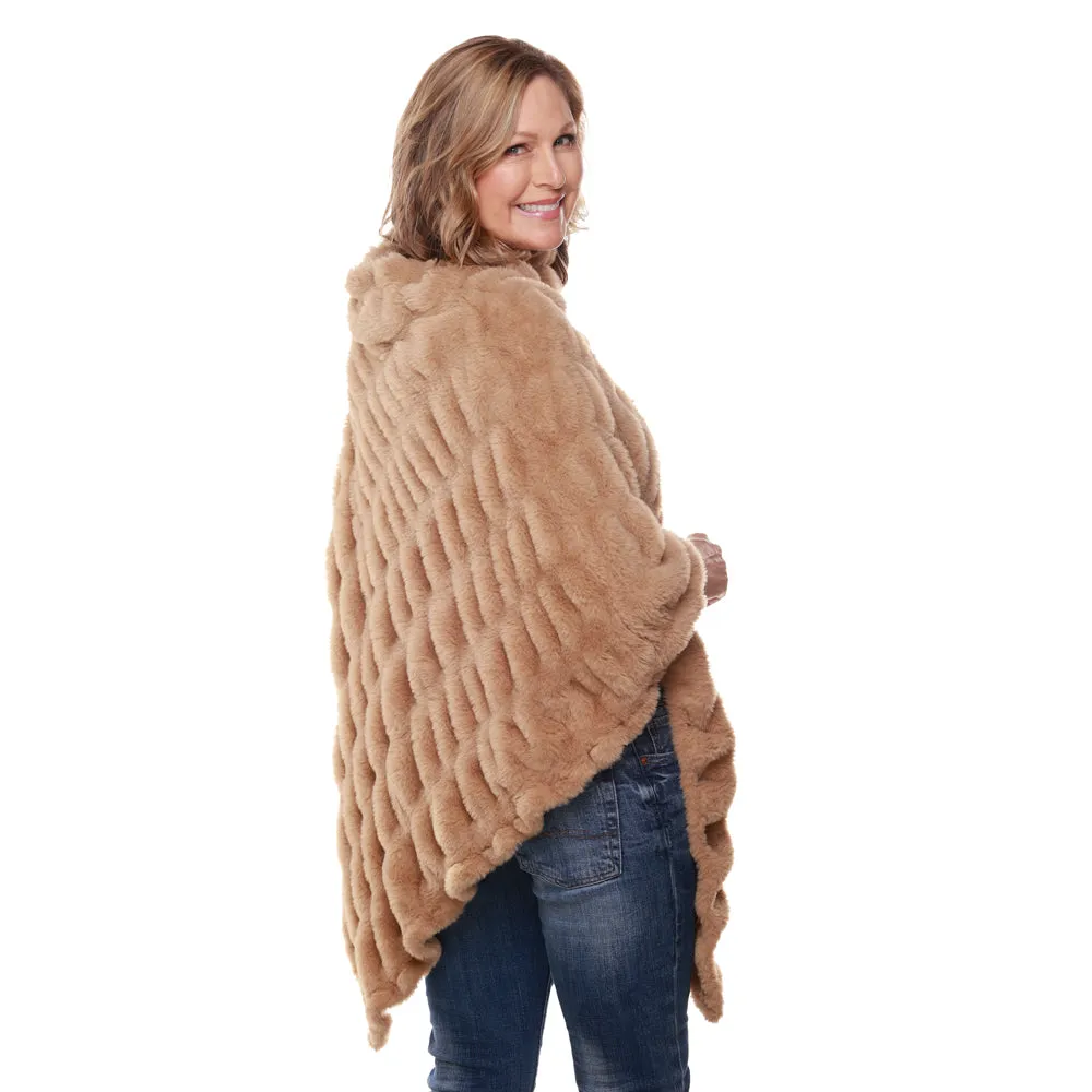 Plush Faux Fur Tan Cozy Coat Poncho