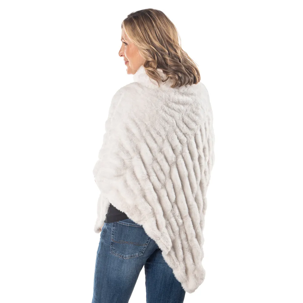 Plush Faux Fur Winter White Cozy Coat Poncho