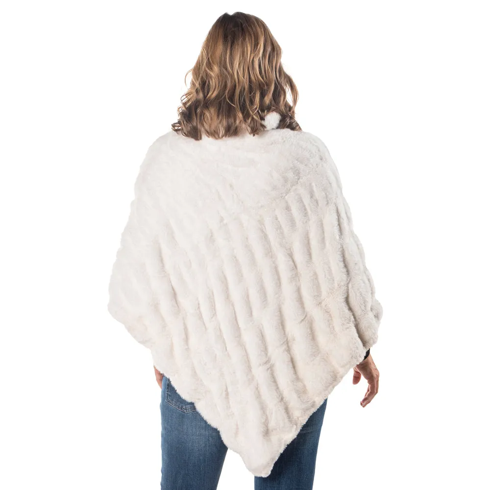 Plush Faux Fur Winter White Cozy Coat Poncho