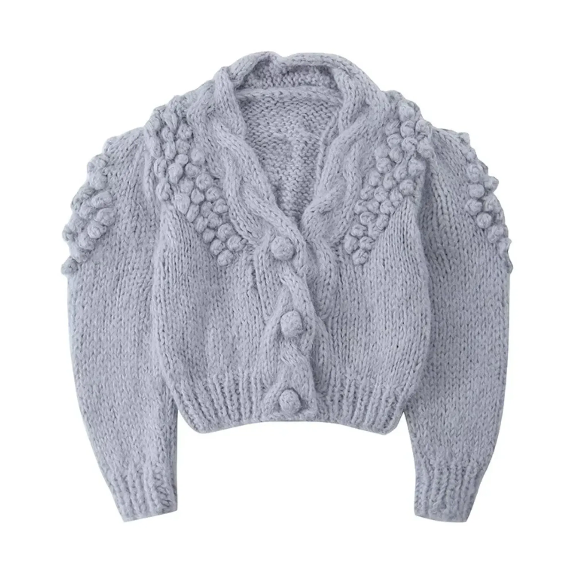 Pre Order:  Crochet Knitted Cropped Cardigan Sweater