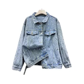 Pre Order:  Metal Nail Bead Denim Jacket