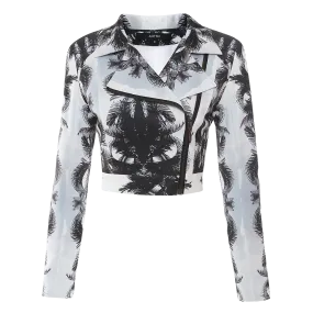 Printed Jersey Biker Jacket