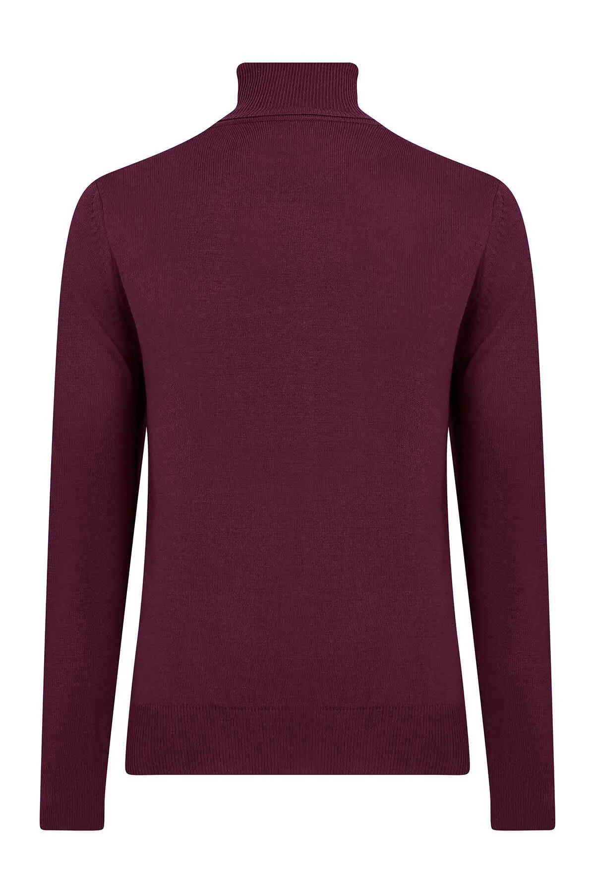 Regular Fit Basic Plain Plum Turtleneck Sweater