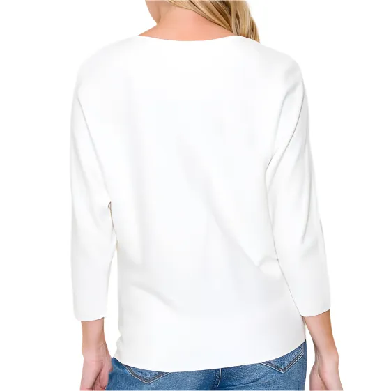 Rhine Stone V-Neck Dolman Sleeve Sweater