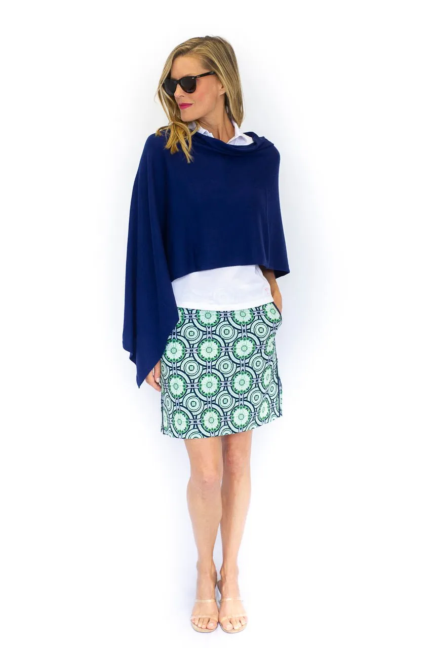 Royal Blue Cotton Cashmere Poncho