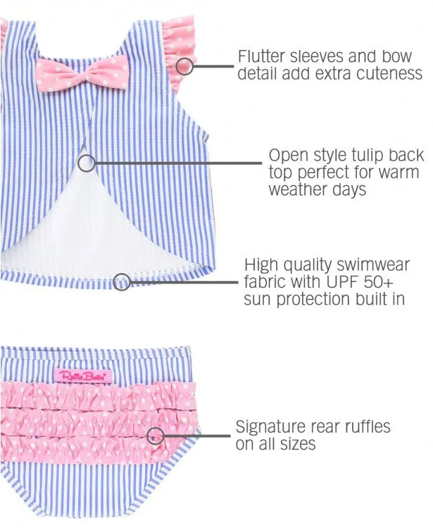 RuffleButts Periwinkle Seersucker Tulip Back Tankini