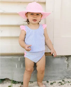 RuffleButts Periwinkle Seersucker Tulip Back Tankini