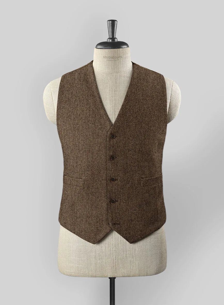 Rust Herringbone Tweed Waist Coat