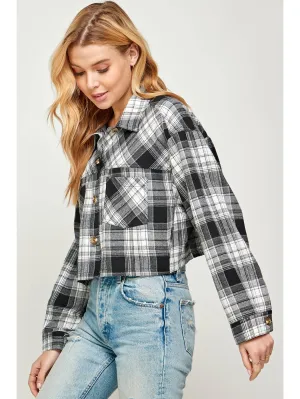 Sans Souci Cropped Oversized Plaid Shirt