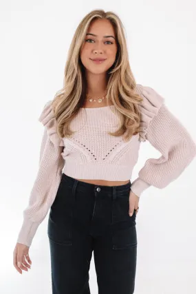 Say Anything Cropped Sweater - Beige