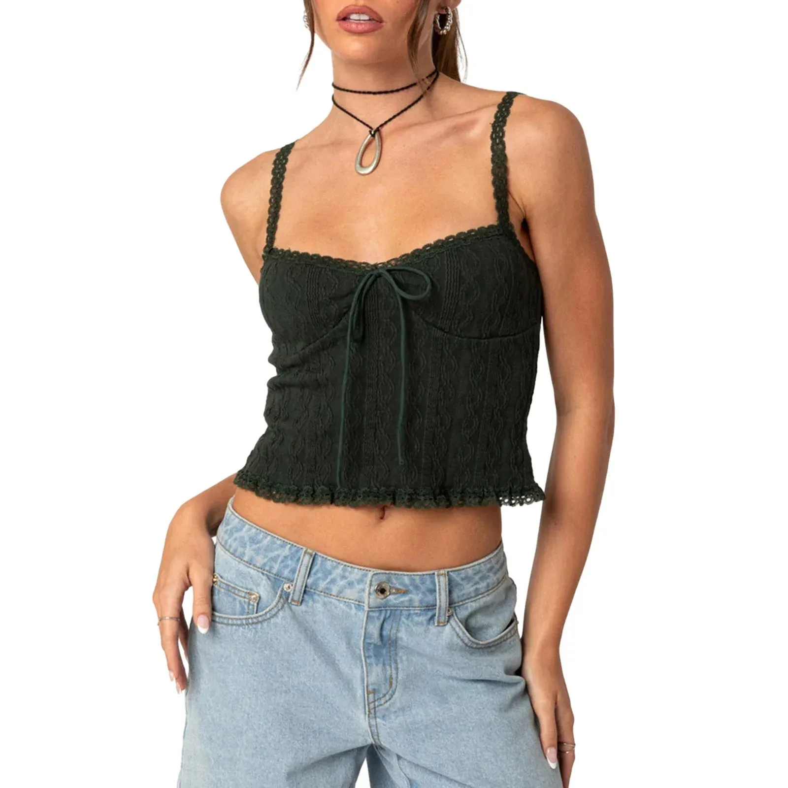 Sexy Low Square Neck Slim Fit Aesthetic Going Out Cami Crop Sleeveless Top