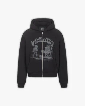 SHOOTING HOUSE ZIP HOODIE BLACK