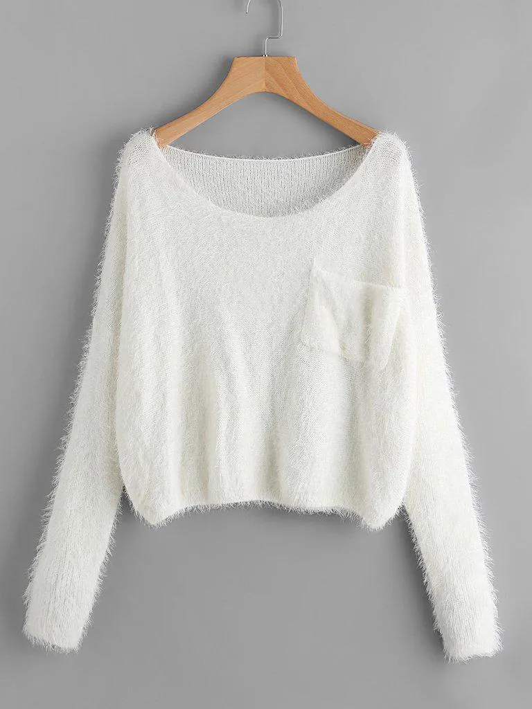 Single Pocket Front Fuzzy Jumper