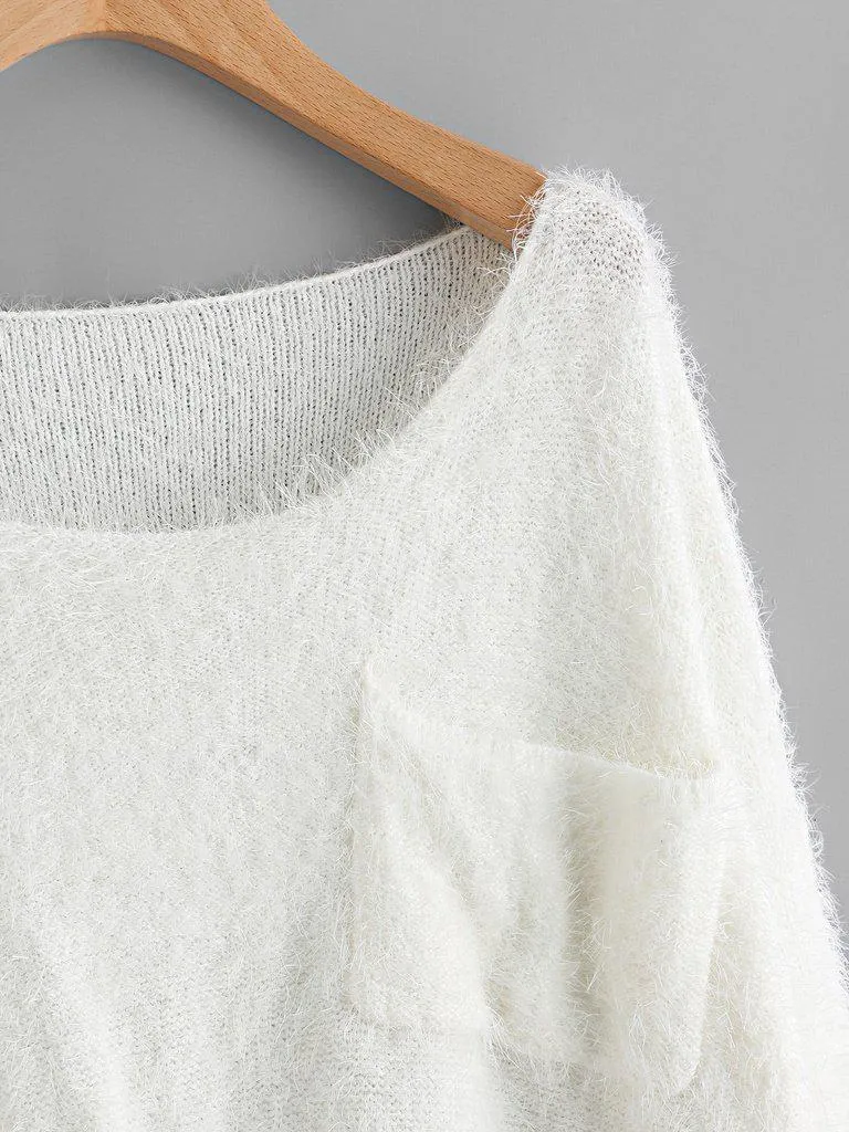 Single Pocket Front Fuzzy Jumper