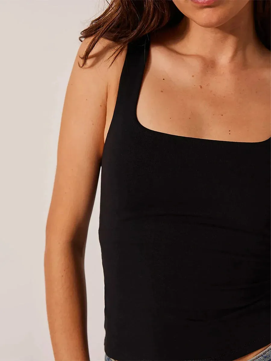 Sleeveless Square Neck Crop Y2K Top