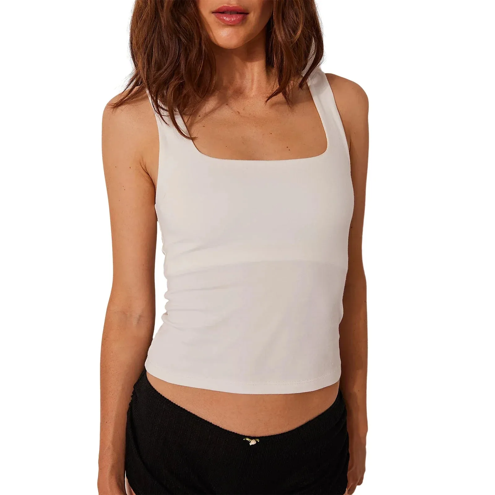 Sleeveless Square Neck Crop Y2K Top