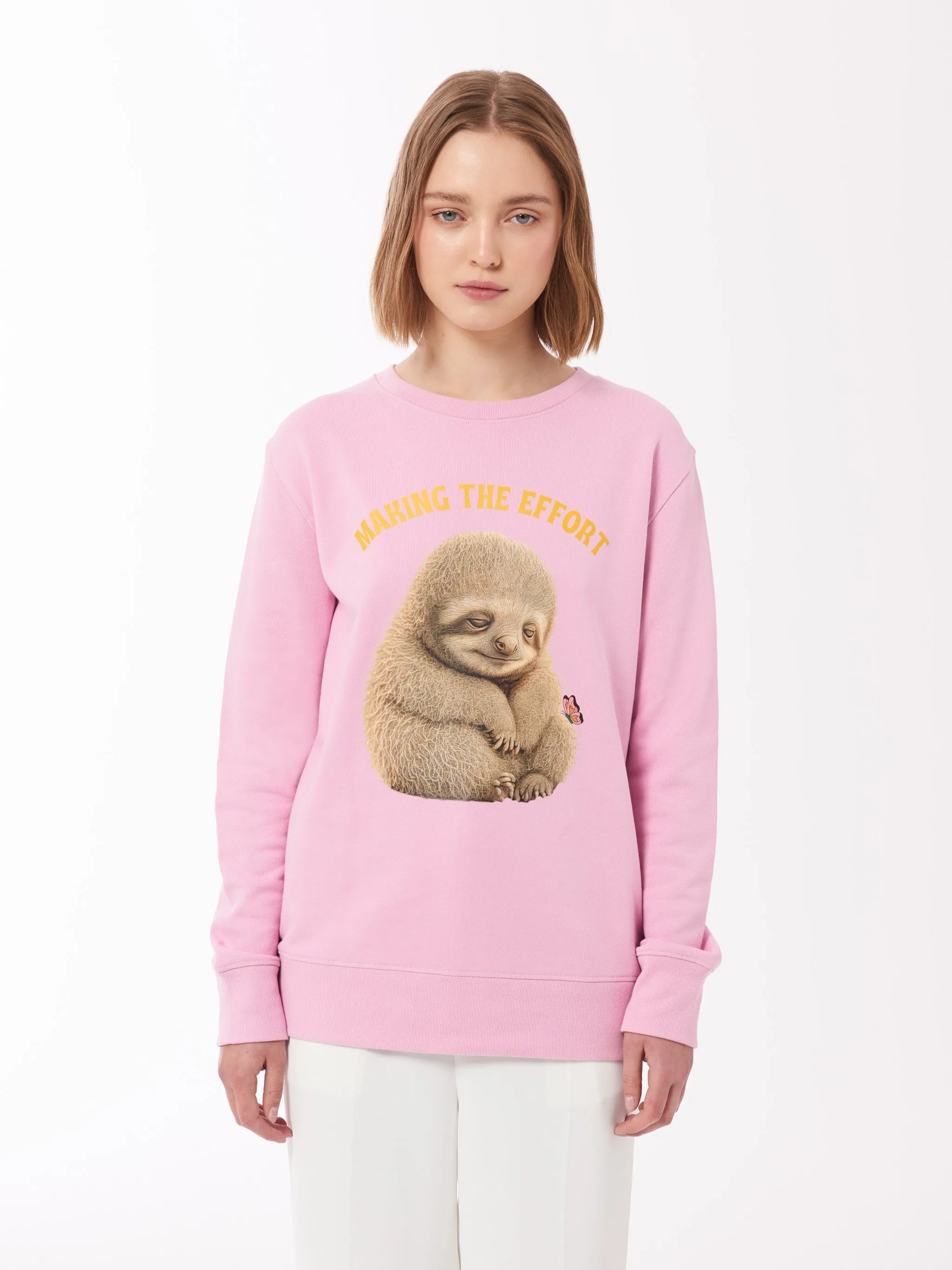 Sloth Print Unisex Sweatshirt in Pink